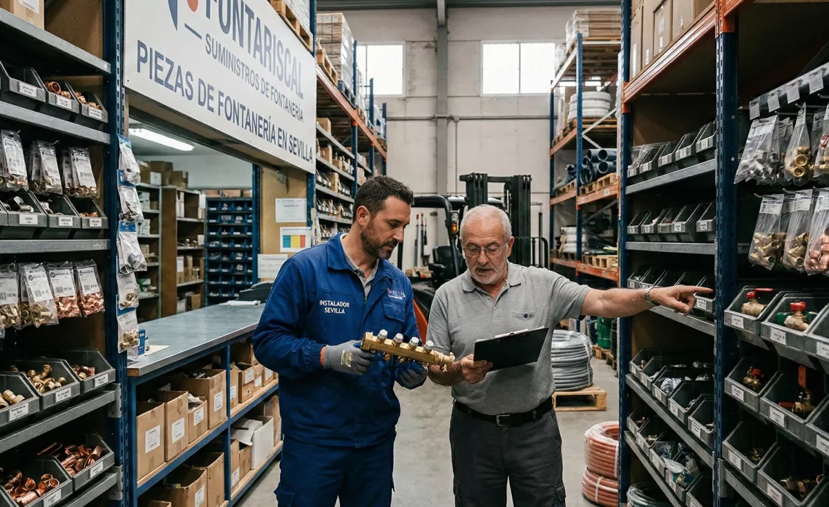 Análisis técnico de componentes y suministros de fontanería en Sevilla para edificación y reformas 1 Almacén especializado con amplia variedad de piezas de fontanería en Sevilla para instalaciones industriales.