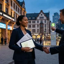 El mercado laboral germano: Estrategias eficaces para encontrar trabajo en Alemania 1 Documentos de contrato de trabajo en Alemania y dispositivos digitales en un escritorio profesional de Berlín.