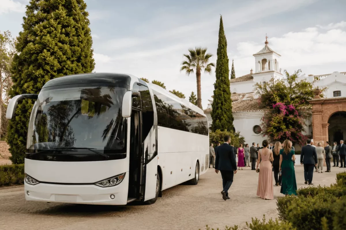Alquiler de autocares para bodas en Huelva: cómo organizar el transporte de invitados 1 Autocar para trasladar invitados a una boda en Huelva