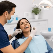 Paciente durante una revisión en una clínica dental en Sevilla después del verano